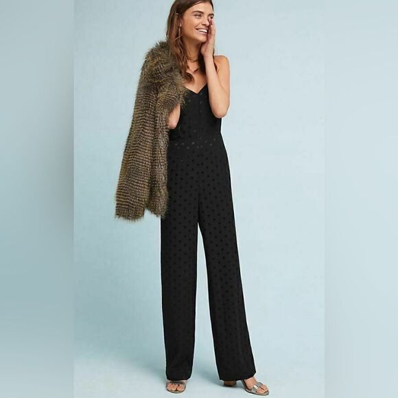 Anthropologie Essential Slim Jumpsuit Black Sleeveless Belted Women’s Size 4 - Picture 1 of 8